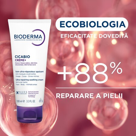 Crema reparatoare pentru leziuni superficiale, arsuri si cicatrici Cicabio Creme+, 100 ml, Bioderma 702264