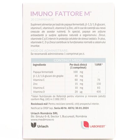 Imuno Fattore M, 20 comprimate, Laborest Italia 721784