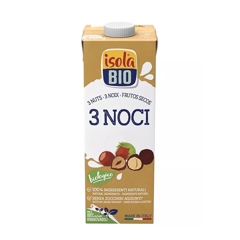 Bautura vegetala Bio cu alune, migdale si nuci de macadamia, 1000 ml, Isola Bio