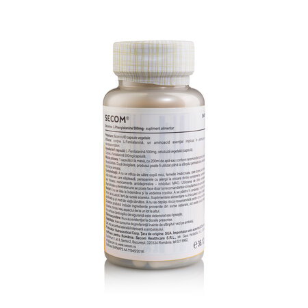 L-Phenylalanine Solaray, 500 mg, 60 capsule, Secom 726106