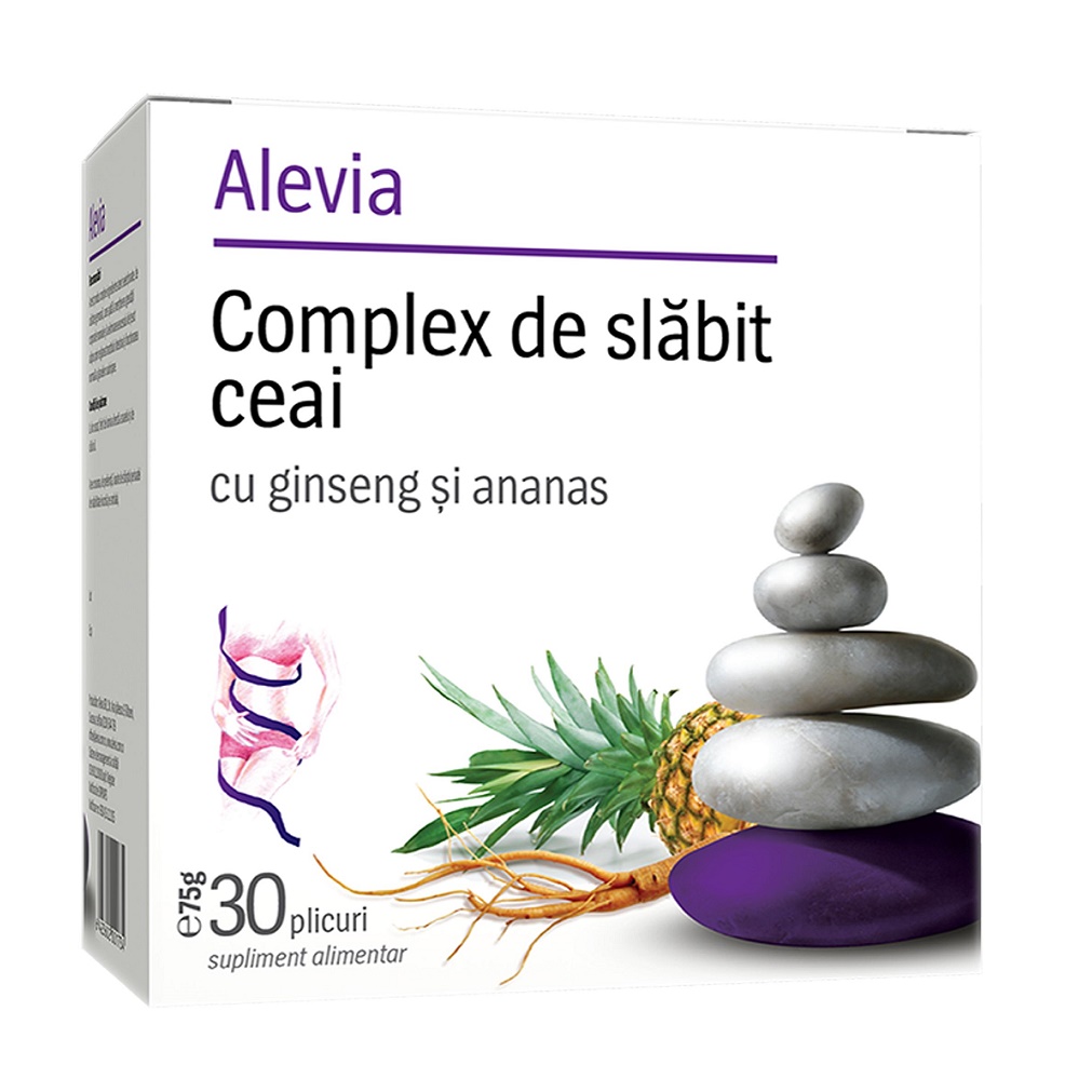 Complex de slabit ceai cu ginseng si ananas, 30 plicuri, Alevia