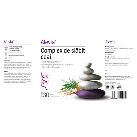 Complex de slabit ceai cu ginseng si ananas, 30 plicuri, Alevia 619062