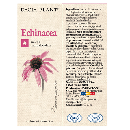 Tinctura de Echinacea, 50 ml, Dacia Plant 593242