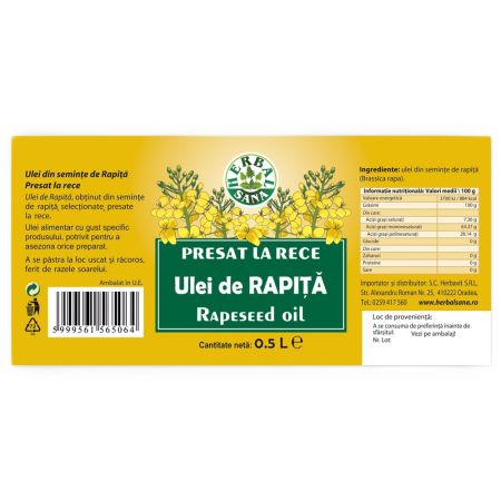 Ulei de rapita, 500 ml, Herbavit 705588