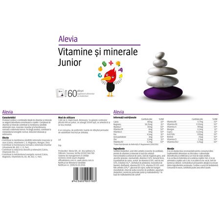Vitamine si minerale Junior, 60 plicuri, Alevia 619615