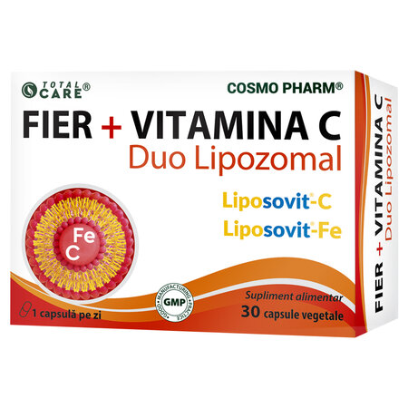 Fier + Vitamina C Duo Lipozomal, 30 capsule, Cosmopharm