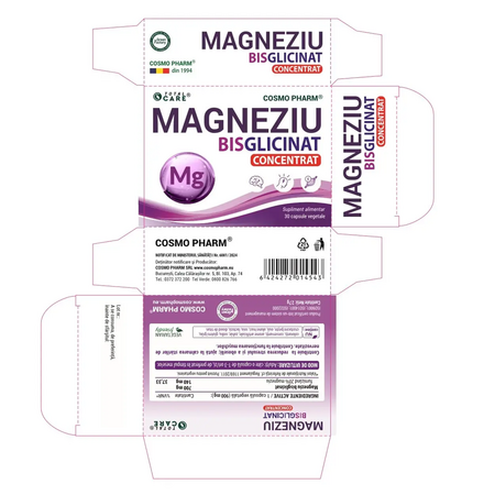 Magneziu Bisglicinat, 30 capsule, Cosmopharm 628311