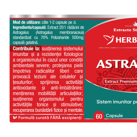 Astragalus, 500 mg, 60 capsule, Herbagetica 688708