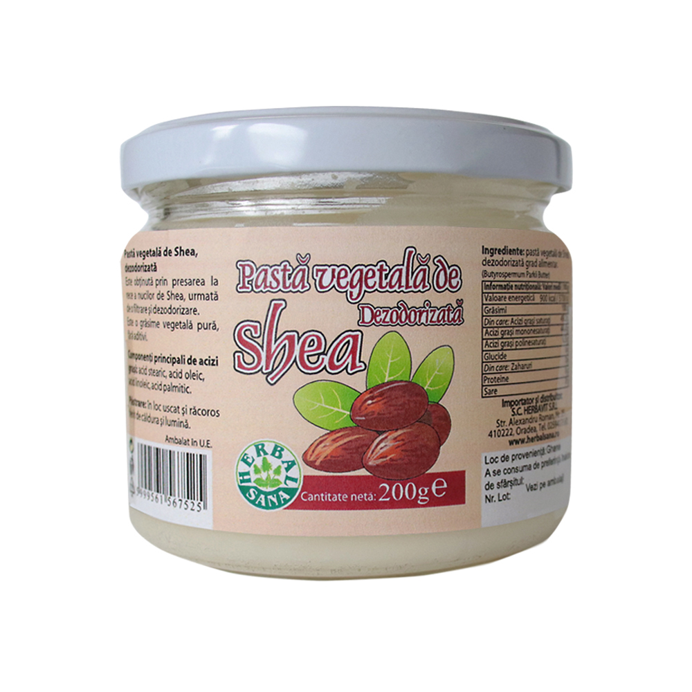 Pasta vegetala de shea dezodorizata Herbalsana, 200 g, Herbavit