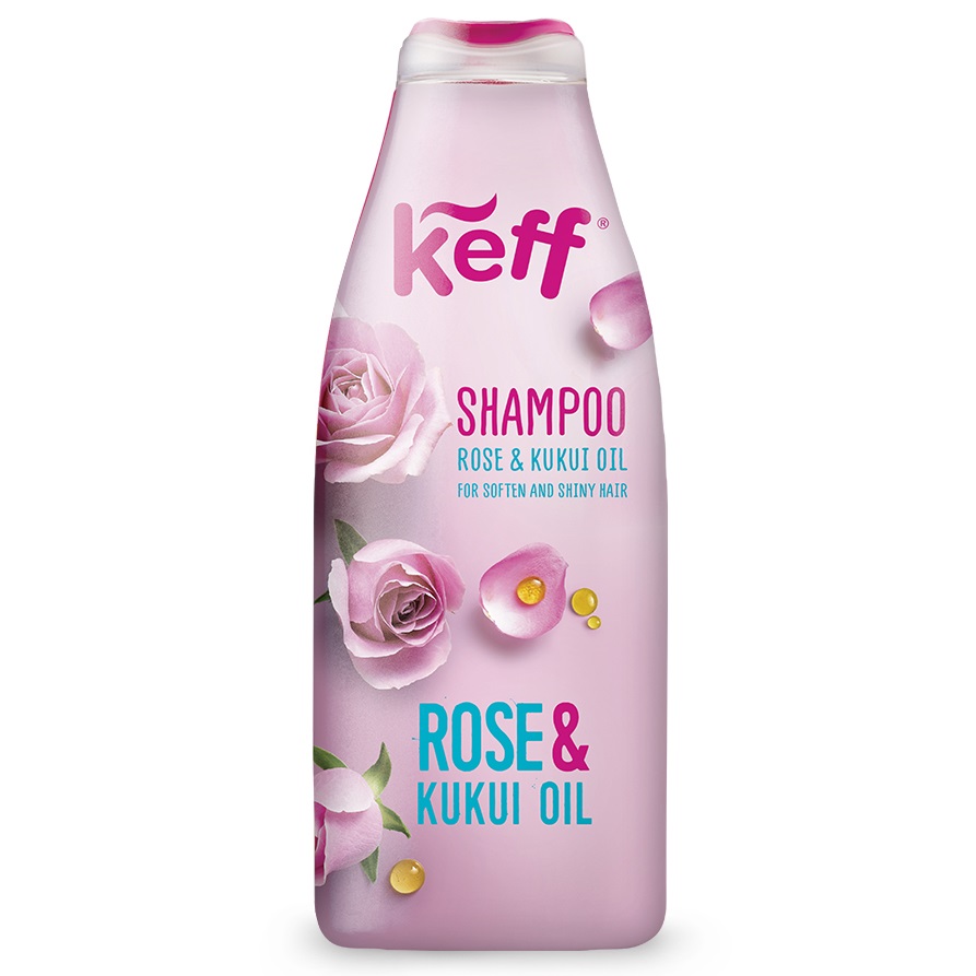 Sampon pentru catifelarea si stralucirea parului Rose & Kukui Oil, 500 ml, Keff