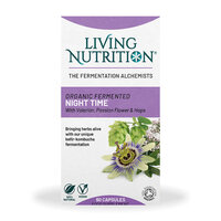 Ferment organic cu valeriana, floarea pasiunii si hamei Night Time, 60 capsule, Living Nutrition