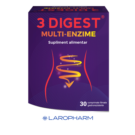 Enzime digestive 3 Digest Multi-Enzime, 30 comprimate, Laropharm
