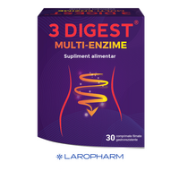 Enzime digestive 3 Digest Multi-Enzime, 30 comprimate filmate gastrorezistente, Laropharm
