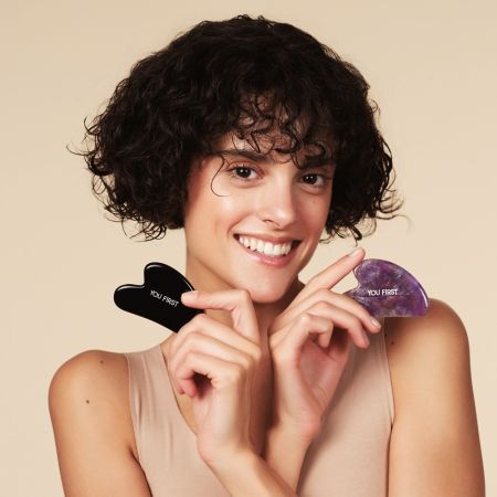 Piatra naturala Gua Sha pentru masaj facial din obsidian negru, 1 bucata, You First 673965