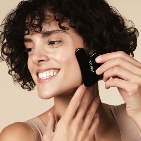 Piatra naturala Gua Sha pentru masaj facial din obsidian negru, 1 bucata, You First 673964