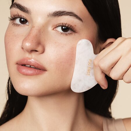 Piatra naturala Gua Sha pentru masaj facial din Jad Alb, 1 bucata, You First 744050
