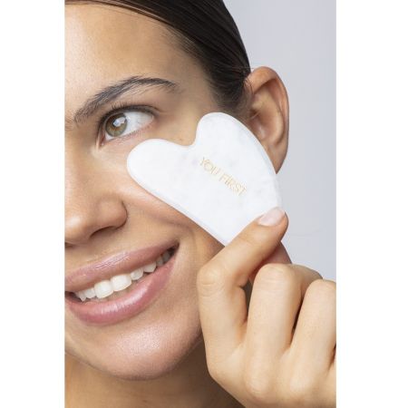 Piatra naturala Gua Sha pentru masaj facial din Jad Alb, 1 bucata, You First 588446