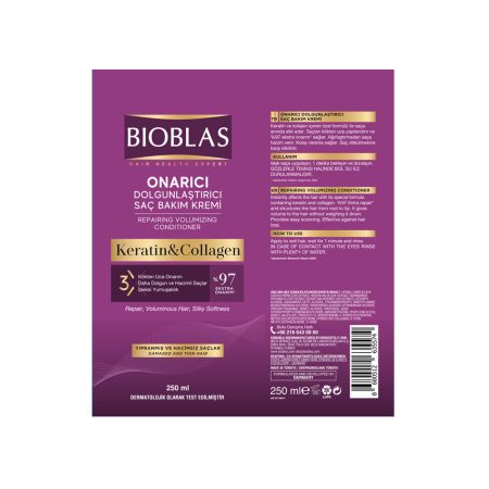 Sampon anticadere pentru par subtire Collagen + Keratin, 360 ml, Bioblas 663879