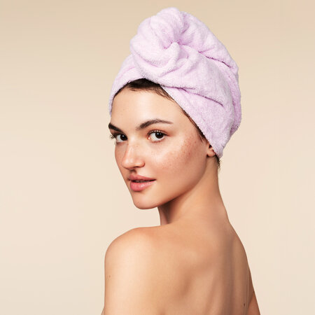 Prosop tip turban pentru uscarea parului, Mov, 1 bucata, You First 744066