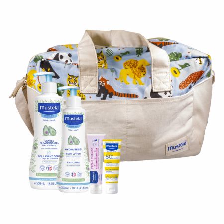 Pachet Rucsac Hydra bebe lotiune corp 500 ml + Sampon delicat 500 ml, Mustela