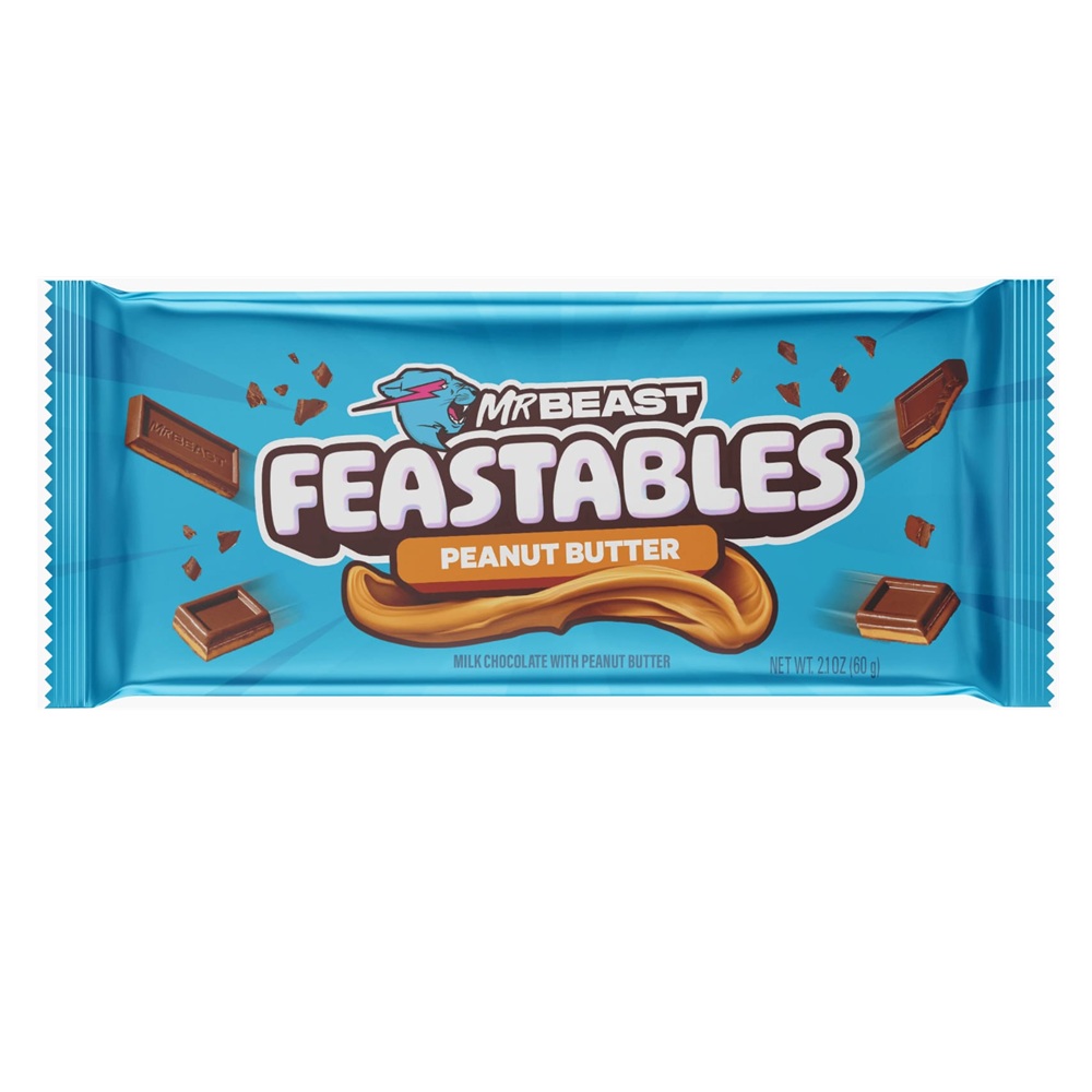 Ciocolata cu unt de arahide Deez Nuts Mr Beast, 60 g, Feastables