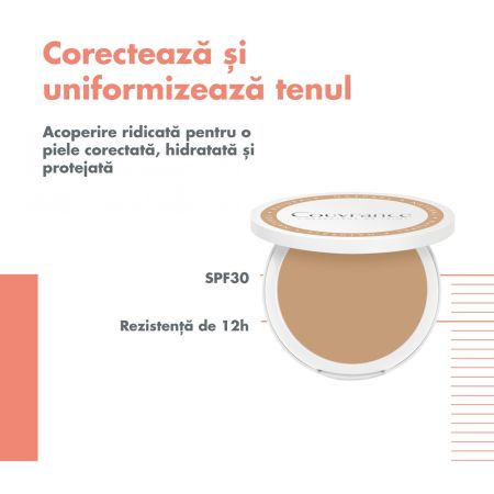 Fond de ten compact cu SPF 30 pentru ten normal si mixt nuanta 1.3 Miere Couvrance, 8.5 g, Avene 657717