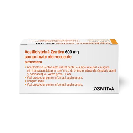 Acetilcisteina Zentiva, 600 mg, 10 comprimate efervescente, Zentiva 608884