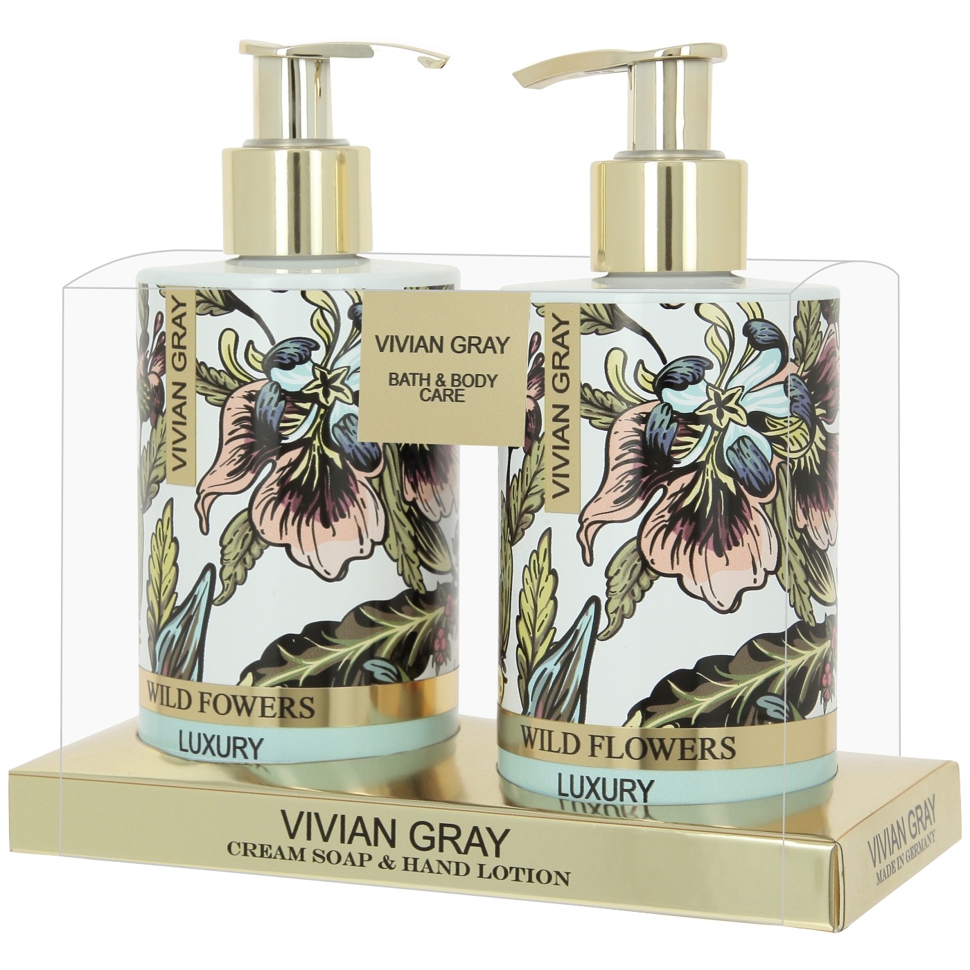 Set Sapun lichid si crema de maini Wild Flowers, 2 x 250 ml, Vivian Gray