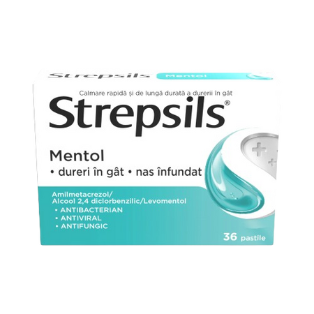 Strepsils Mentol, 36 pastile, Reckitt Benckiser Healthcare 590779