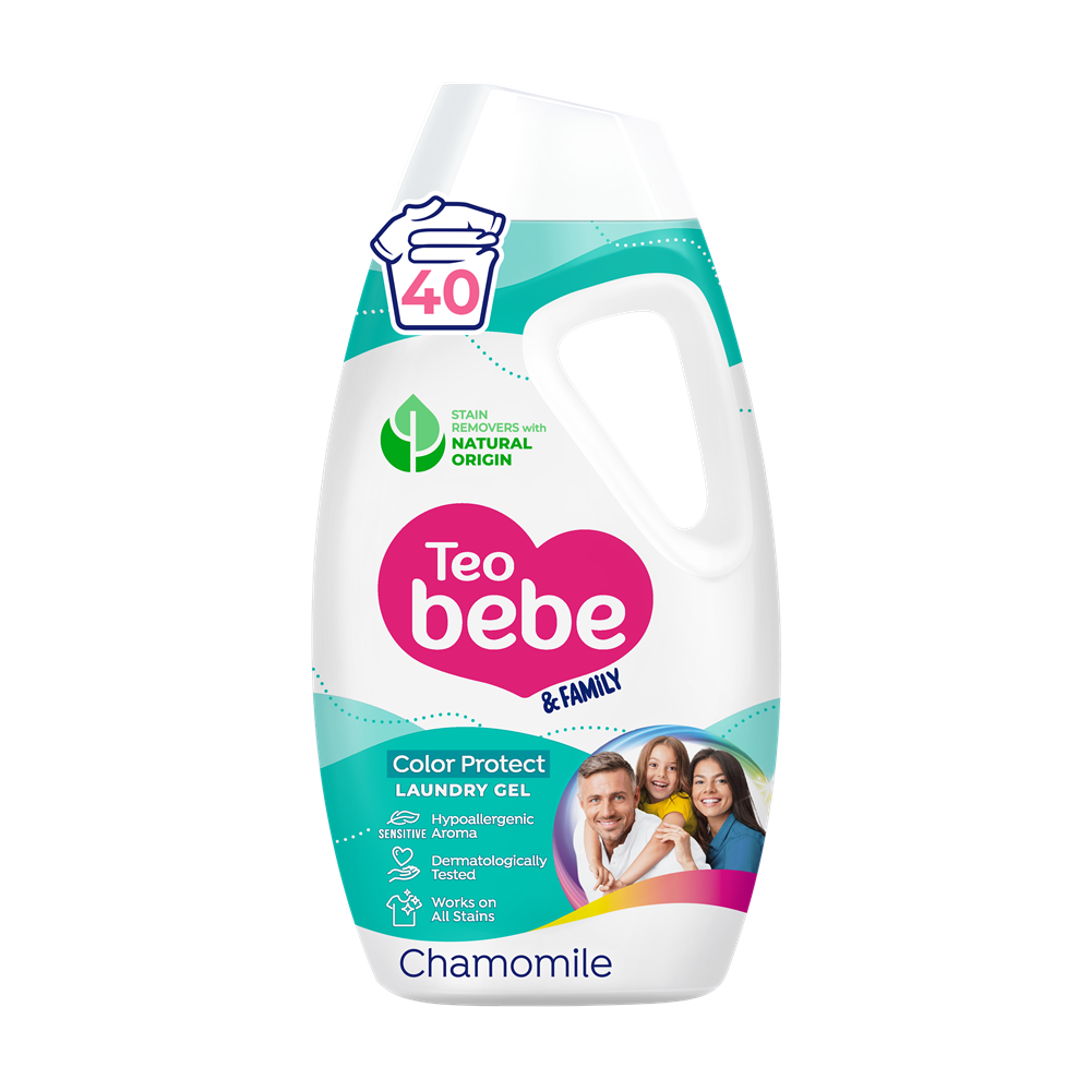 Detergent de rufe Chamomile Family Color Protect, 1.8 l, Teo Bebe