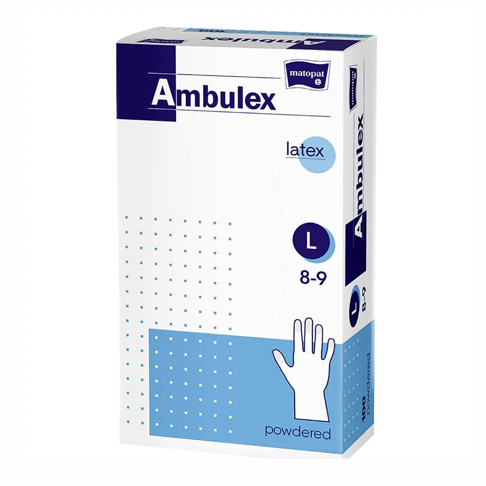 Manusi de examinare din latex pudrate Large, 100 bucati, Ambulex