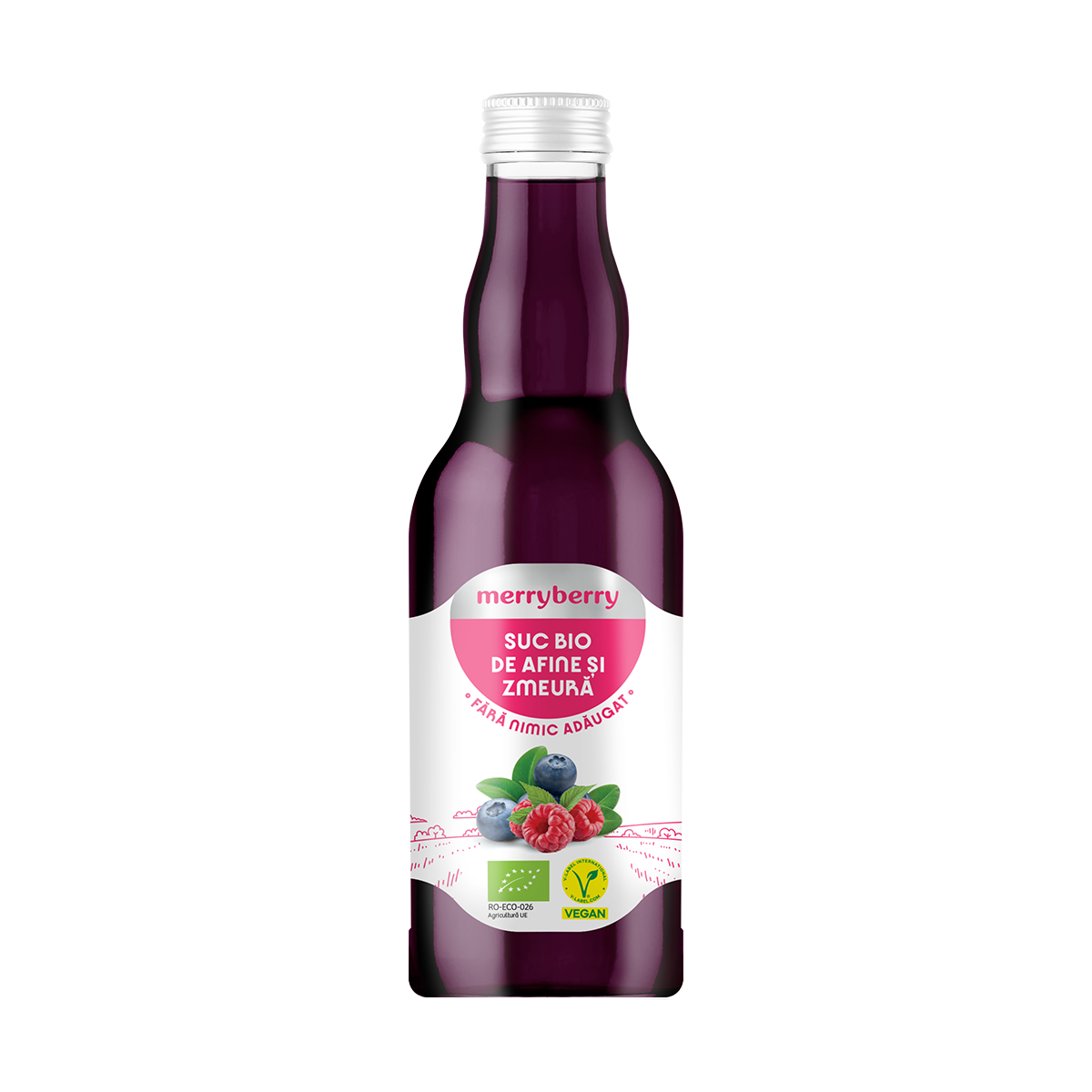 Suc bio de afine si zmeura, 200 ml, MerryBerry