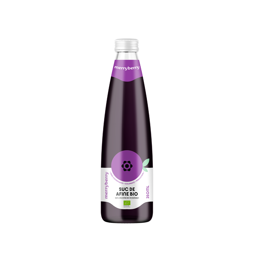 Suc bio de afine, 350 ml, MerryBerry