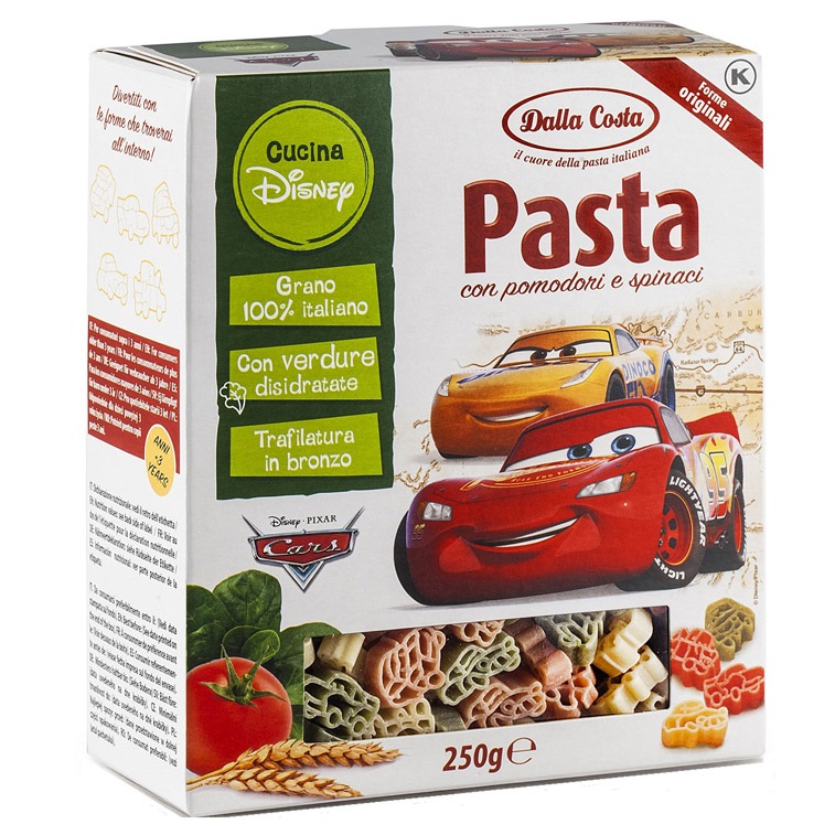 Paste din grau dur cu rosii si spanac cars, 250 g, Dalla Costa