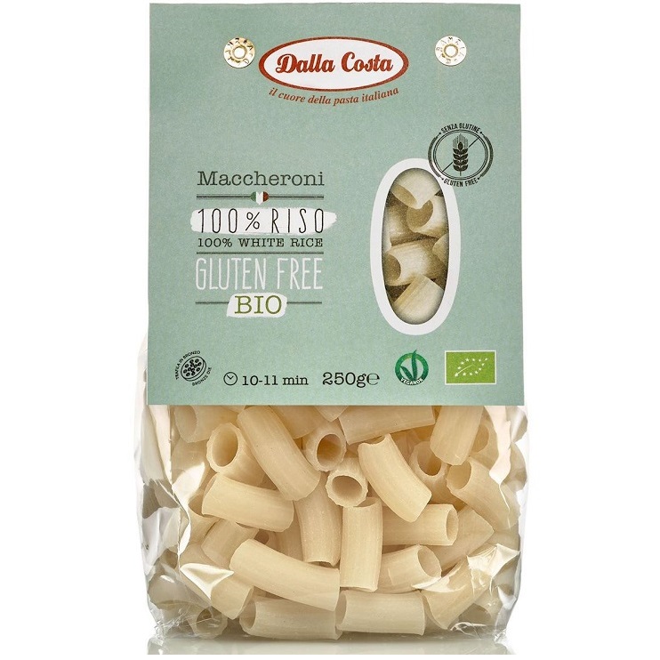 Paste eco maccheroni din orez fara gluten, 250 g, Dalla Costa