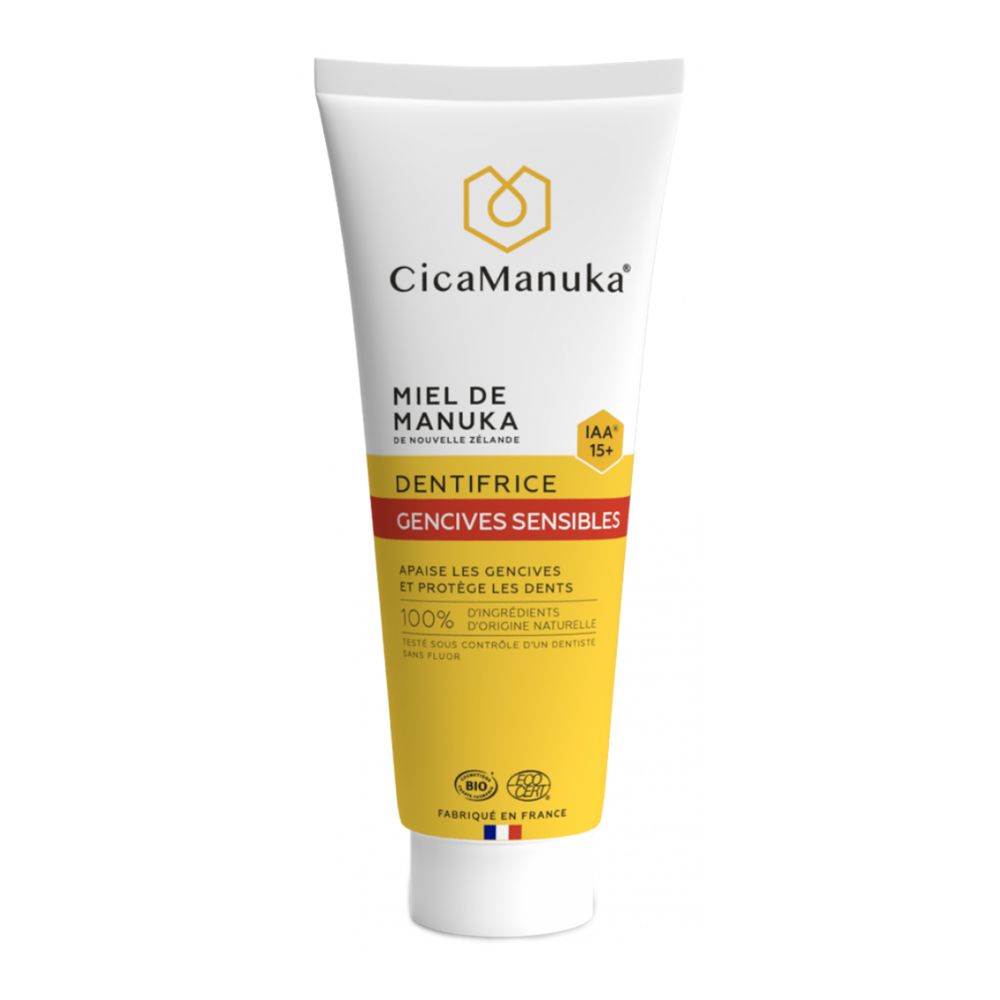 Pasta de dinti pentru gingii sensibile cu miere de manuka IAA15+, ecologica, 75 ml, CicaManuka