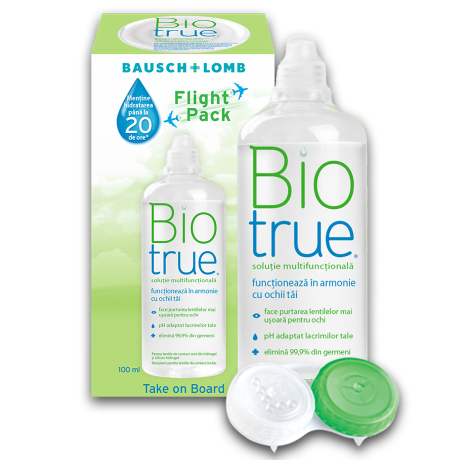 Solutie multifunctionala Biotrue Multi-Purpose Flight Pack, 100 ml, Bausch Lomb