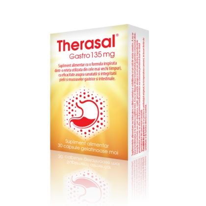 Supliment pentru sanatatea pielii si mucoaselor gastrice Therasal Gastro 135 mg, 30 capsule, Vedra