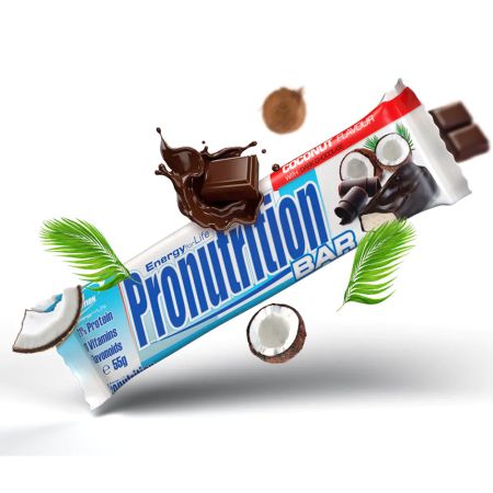 Baton proteic, coconut cu ciocolata neagra, 55 g, Pronutrition 660387