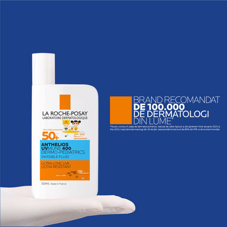 Fluid invizibil cu protectie solara SPF 50+ pentru copii Anthelios UVmune 400 Dermo-Pediatrics, 50 ml, La Roche-Posay 600116