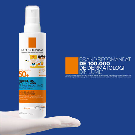 Spray invizibil cu protectie solara SPF 50+ pentru copii Anthelios UVMune 400 Dermo-Pediatrics, 200 ml, La Roche-Posay 600108
