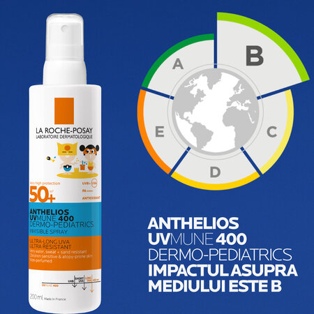 Spray invizibil cu protectie solara SPF 50+ pentru copii Anthelios UVMune 400 Dermo-Pediatrics, 200 ml, La Roche-Posay 600107