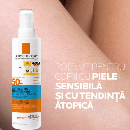 Spray invizibil cu protectie solara SPF 50+ pentru copii Anthelios UVMune 400 Dermo-Pediatrics, 200 ml, La Roche-Posay 600106