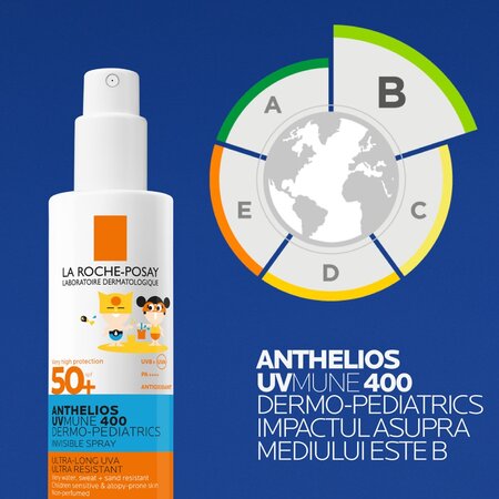 Spray invizibil cu protectie solara SPF 50+ pentru copii Anthelios UVMune 400 Dermo-Pediatrics, 200 ml, La Roche-Posay 729708