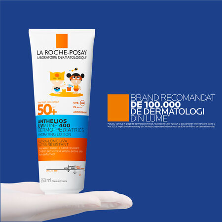 Lapte hidratant cu protectie solara SPF 50+ pentru copii Anthelios UVmune 400 Dermo-Pediatrics, 250 ml, La Roche-Posay 600123