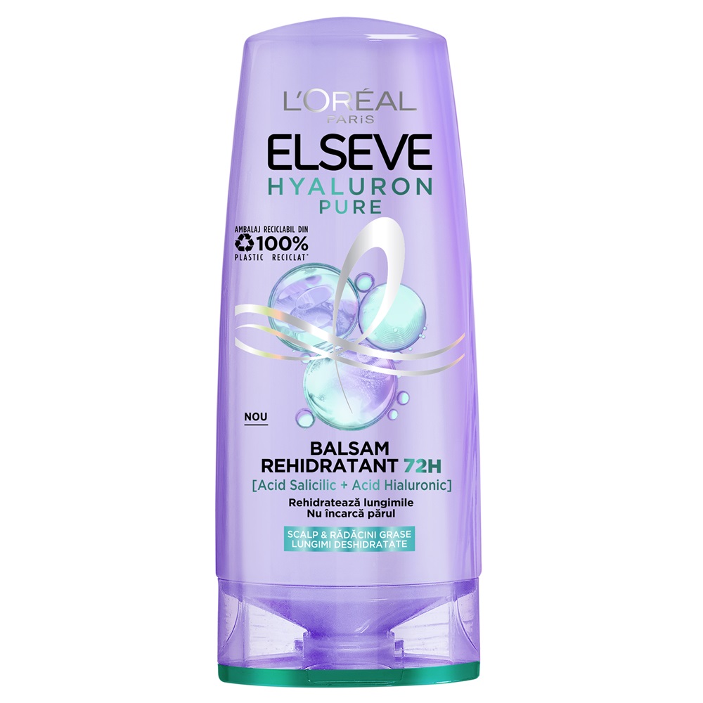 Balsam rehidratant pentru scalp si radacini grase si lungimi deshidratate Hyaluron Pure, 200 ml, Elseve