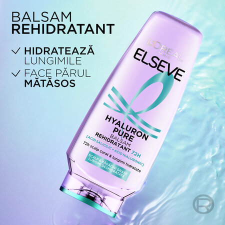 Balsam rehidratant pentru scalp si radacini grase si lungimi deshidratate Hyaluron Pure, 200 ml, Elseve 695987