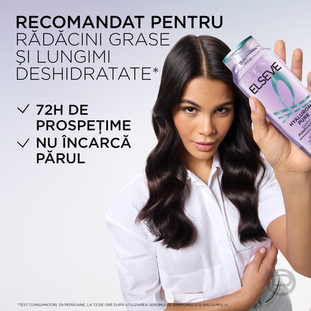 Sampon purificator pentru scalp si radacini grase si lungimi deshidratate Hyaluron Pure, 250 ml, Elseve 696007