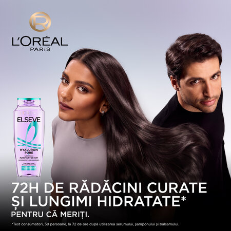 Sampon purificator pentru scalp si radacini grase si lungimi deshidratate Hyaluron Pure, 250 ml, Elseve 696000