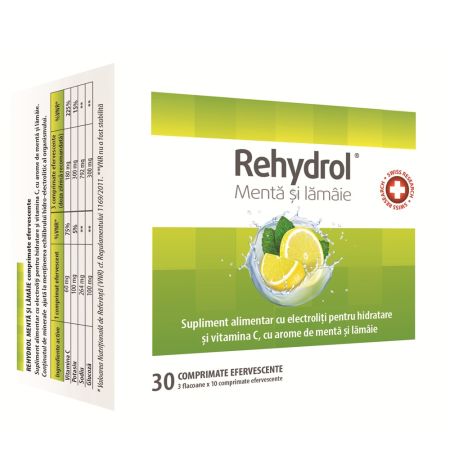 Saruri de rehidratare cu menta si lamaie Rehydrol, 30 comprimate efervescente, MBA Pharma Innovation 662787